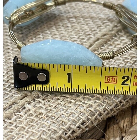 BOURBON & BOWETIES Gold Tone Bracelet Bangle Aquamarine Boho Hippie Gypsy - Picture 6 of 7